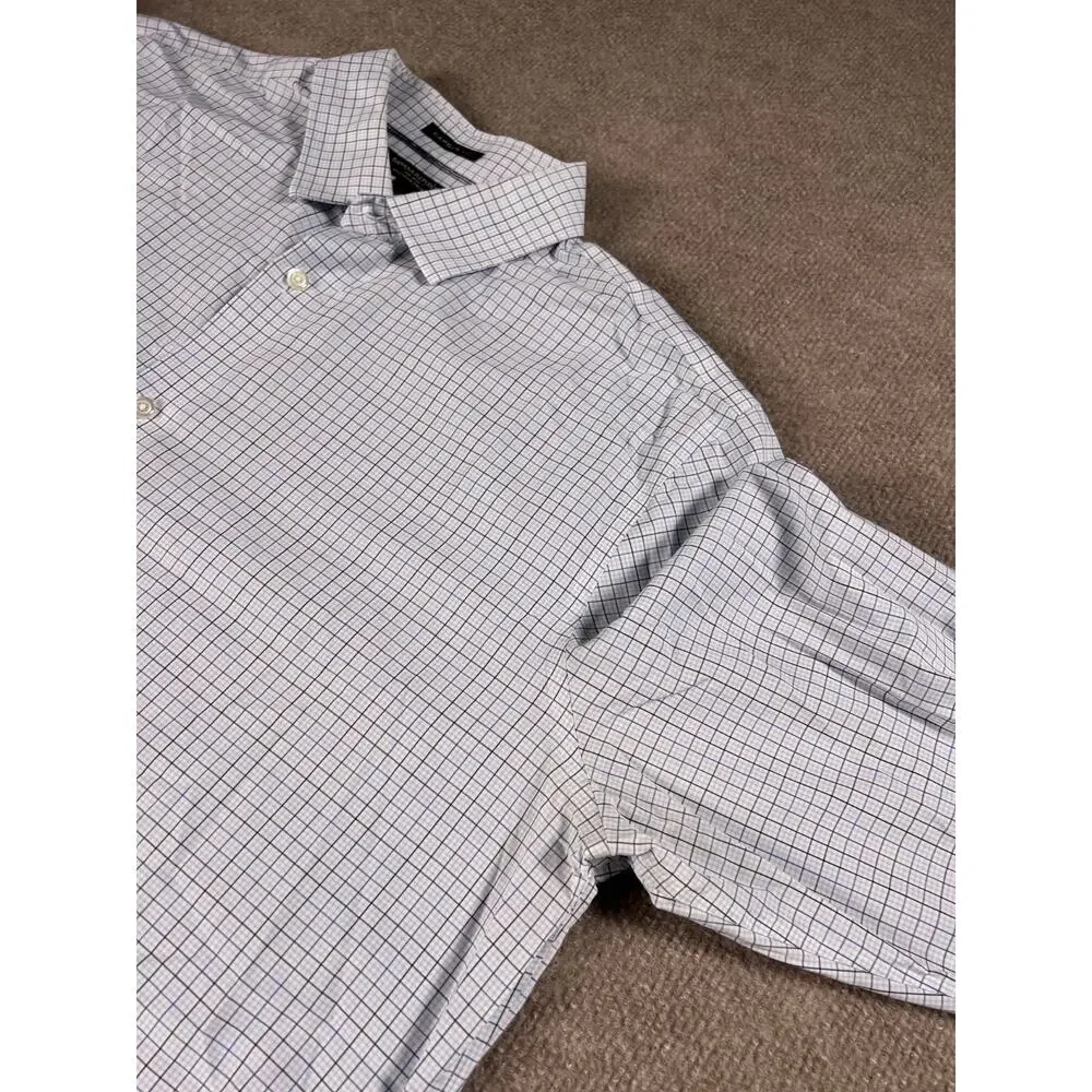 Banana Republic Dress Shirt Mens Extra Large Blue Check Camden Fit Non Iron